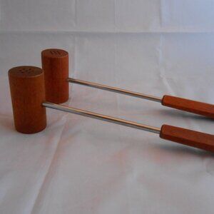 Vintage Corky's Salt And Pepper Shakers, Wooden, Mid-Century Modern, BBQ Length